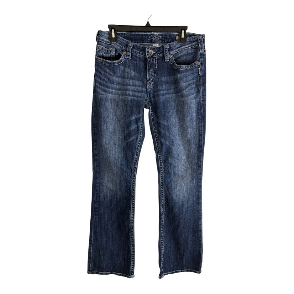 Silver Womens Jeans Adult Size 32/33 Aiko Bootcut Medium Wash Denim